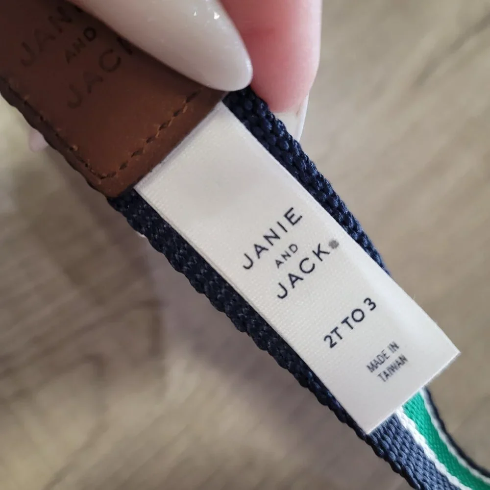 Janie and Jack NWT striped blue and green boys belt size 2t-3